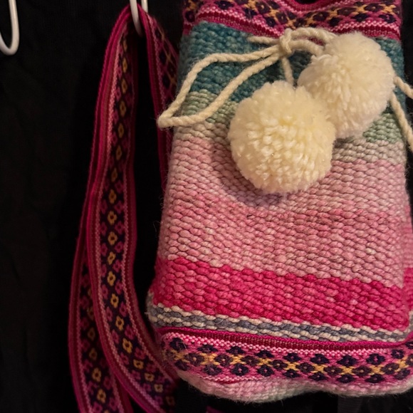 ✨ VINTAGE ✨ Baby Llama Woven Knit Crochet Nomad Bohemian Tribal Backpack Sack - Picture 2 of 4